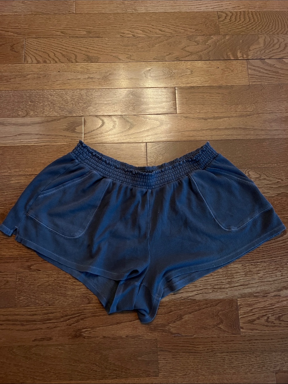 Women's Navy Elastic-Waist Athletic Lounge Shorts